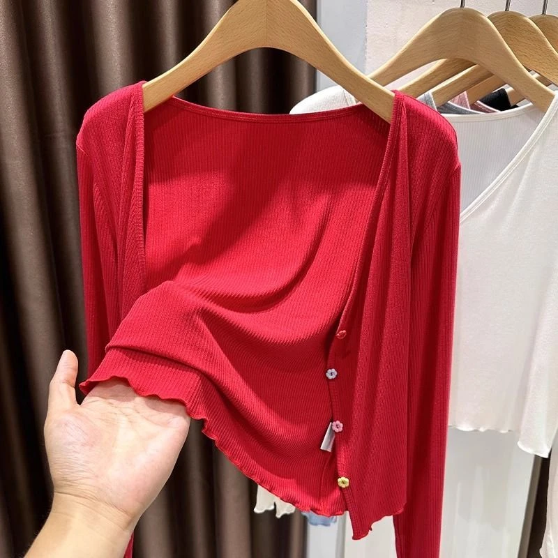 大码莫代尔披肩防晒衣女裝胖mm冰丝外搭空调罩衫小个子慵懒风外套