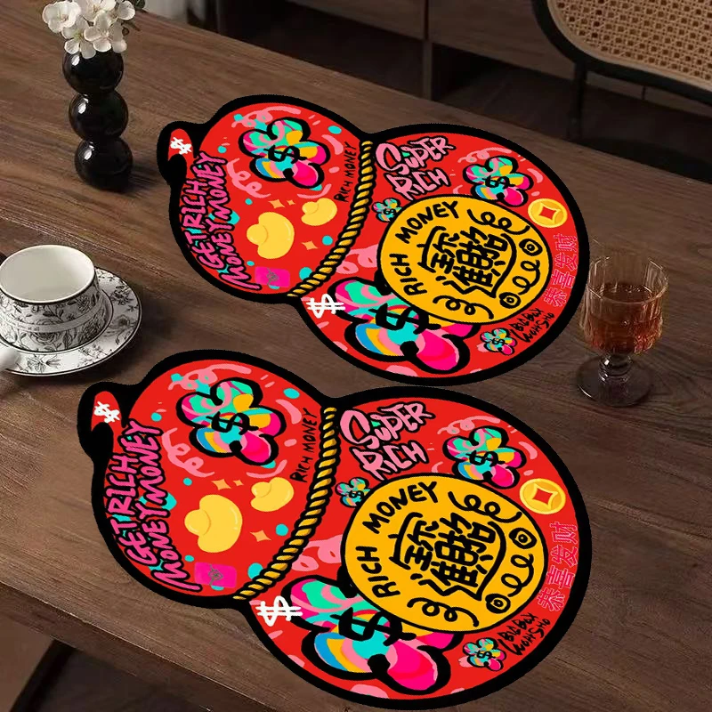 创意国风葫芦设计款花瓶垫碗垫茶几垫装饰茶席家用精致防滑垫子