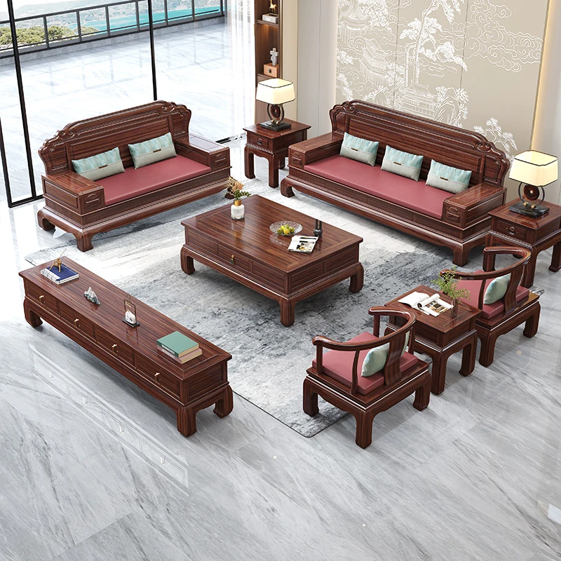 乌金木实木太师椅组合新中式古典客厅家具冬夏两用中式沙发