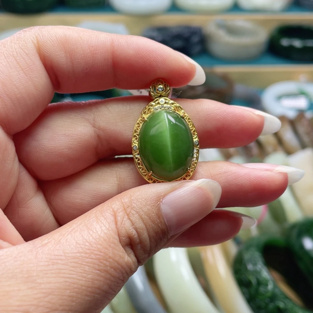 吊坠(不含链)银S925镶嵌和田玉