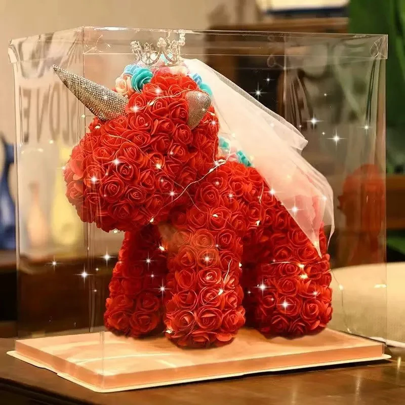 永生PE玫瑰花小熊礼盒生日礼物情人节花束表白送女朋友