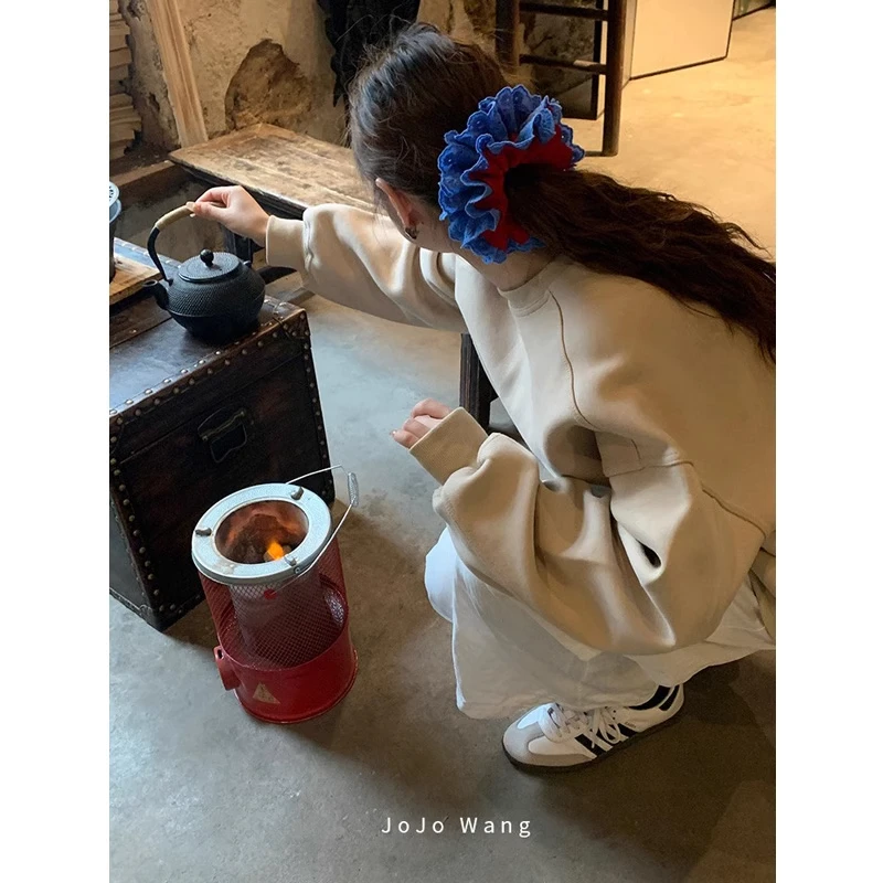 洋气可乐圈~红蓝蕾丝肠圈发圈头饰扎头发发饰花边头绳韩国头花