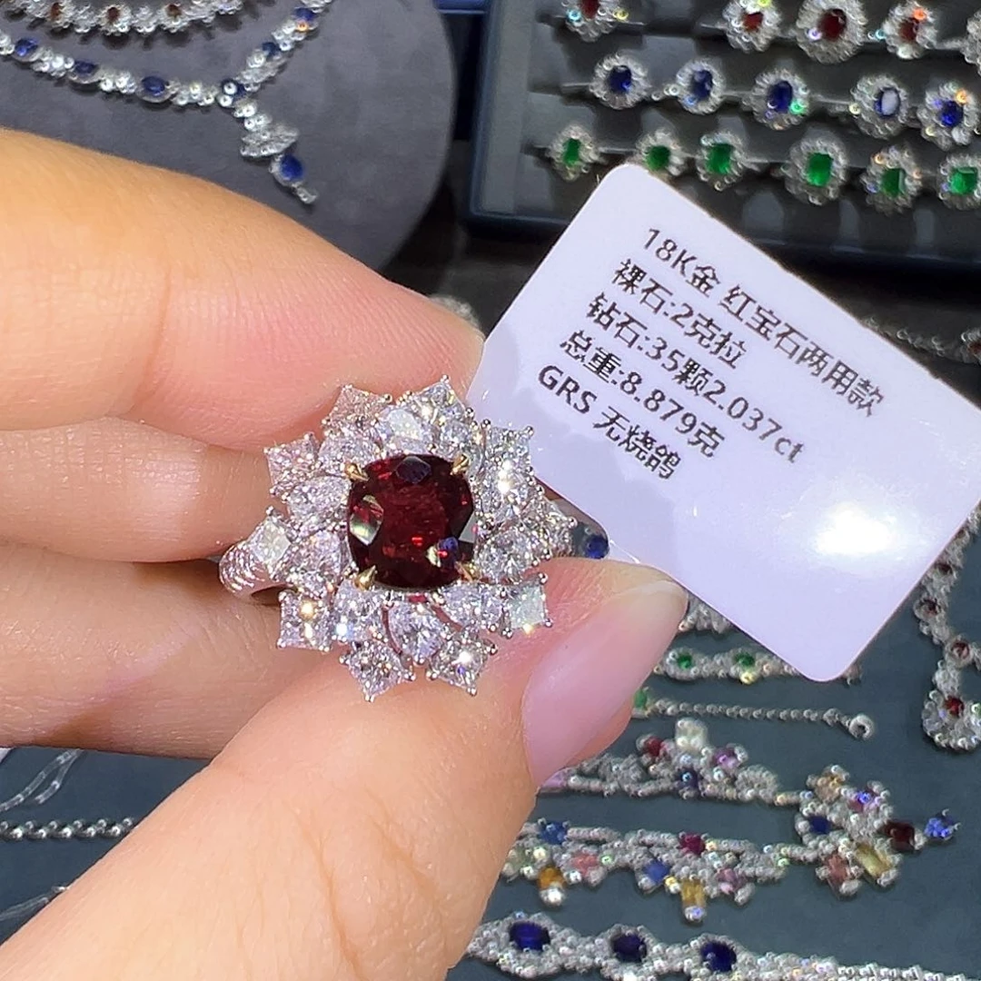 戒指18K金镶嵌红宝石