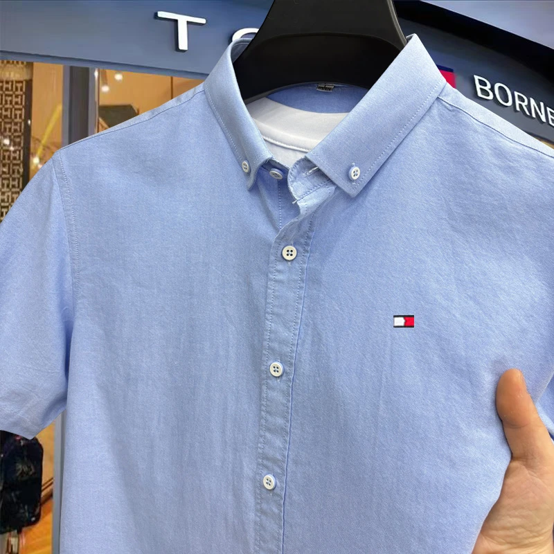 奥莱专柜Tome汤米希凯利100%纯棉男士休闲时尚夏季短袖衬衫