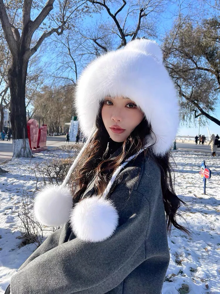 【雪乡爆款】赵丽颖同款水貂毛护耳雷锋帽 韩版时尚冬季女保暖加厚