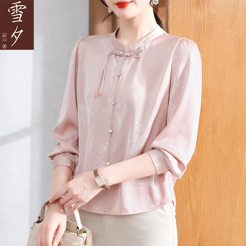 【雪夕】新中式妈妈春装雪纺小衫C-X-YBEX66208