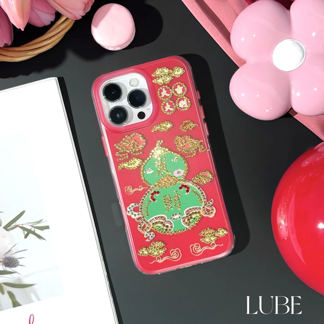 【招财葫芦】高定手工钻二合一手机壳适用于iPhone16promax/15/14