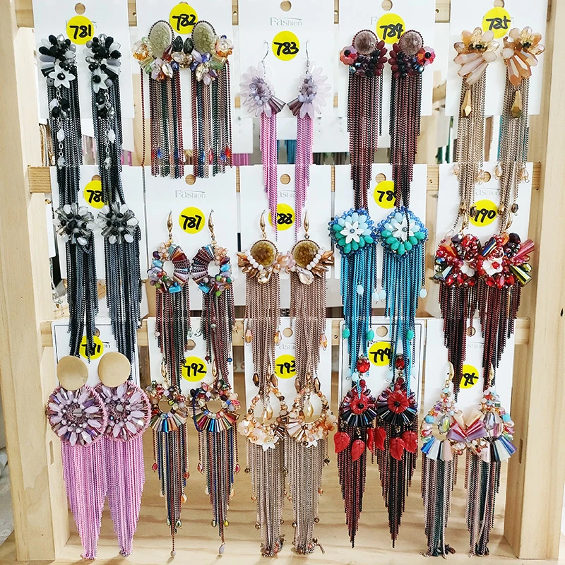 铜合金玻璃耳饰 (781-840)-02民族风纯手工流苏耳环合集