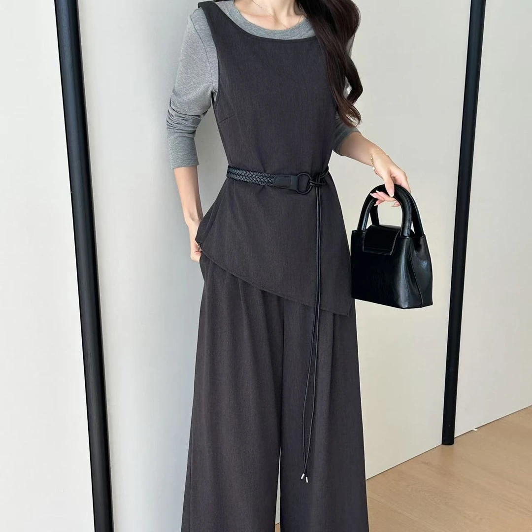 925/2588/1160   韩版新款秋季穿搭气质减龄马甲阔腿裤洋气三件套