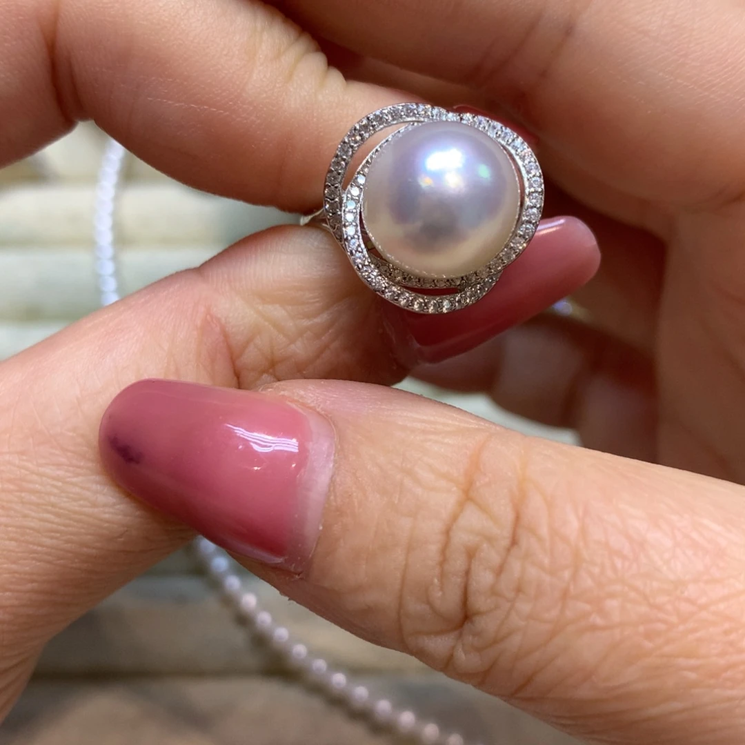 海水珍珠戒指银S925镶嵌