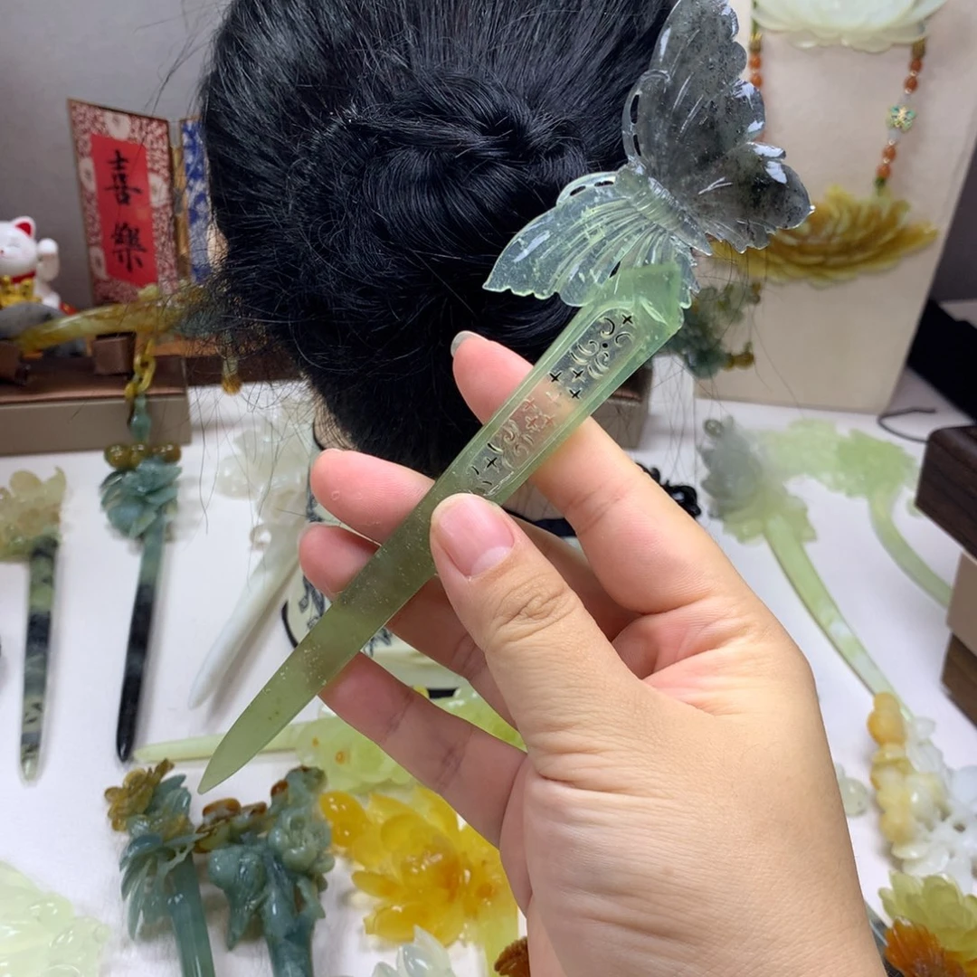 蛇纹石玉未镶嵌发饰