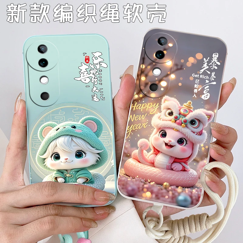 2025全新款vivos19手机壳V2364A萌蛇开运网红防摔软硅胶中国红潮