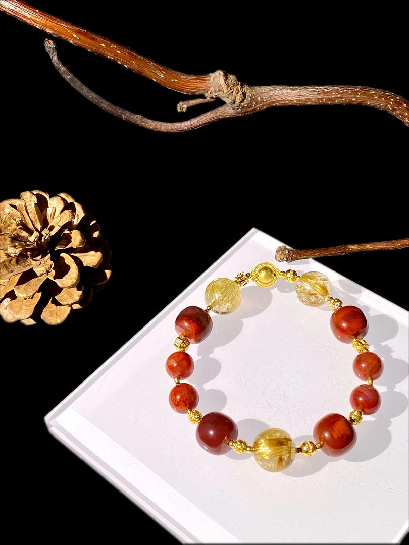 【红愿】钛金DIY18K金手串（天然珠宝多样性发其一）