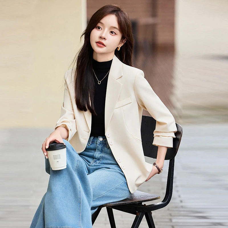 黑色西装外套女高级感2025新款春秋季修身显瘦小个子职业西服上衣