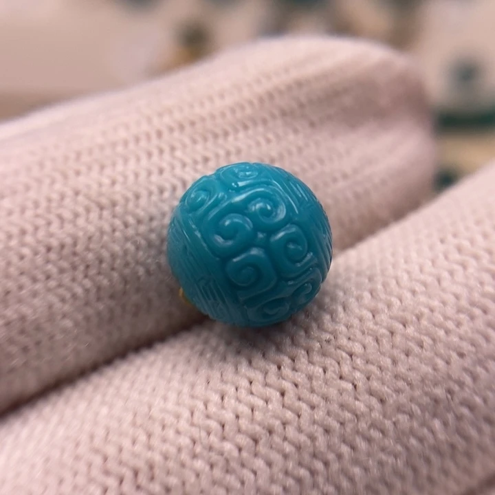 未镶嵌绿松石珠宝奇石回纹圆珠9.7mmAAA7
