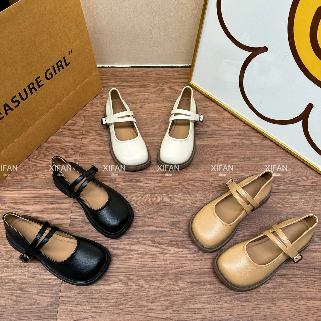 【66】2025新款春季法式方圆头玛丽珍百搭厚底软底小单鞋