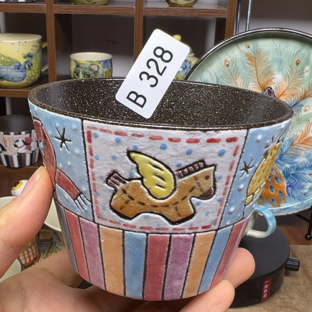 小****陶摆件原创手绘高温釉下彩