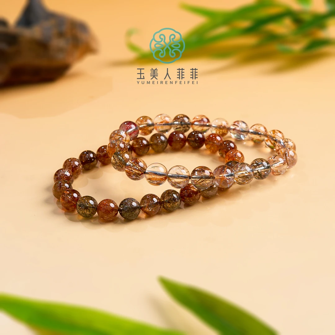 玉美人菲菲/水晶黑金超七单圈手串约8mm/多样性发一~欧若风珠宝