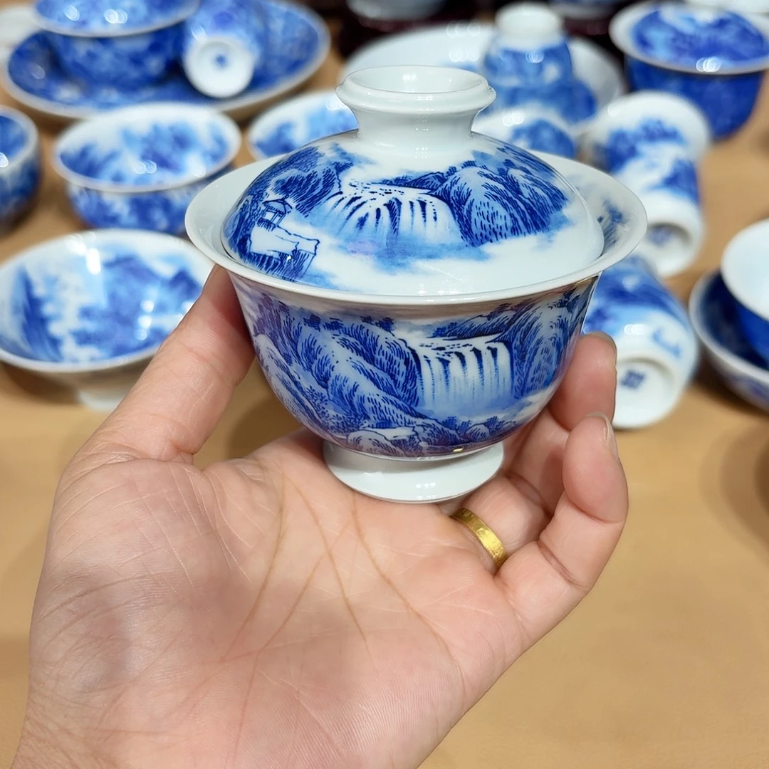 _***）景德镇纯手绘盖碗