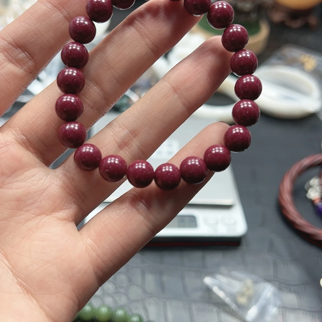 烟晶手链22K金镶嵌紫金沙8毫米单圈