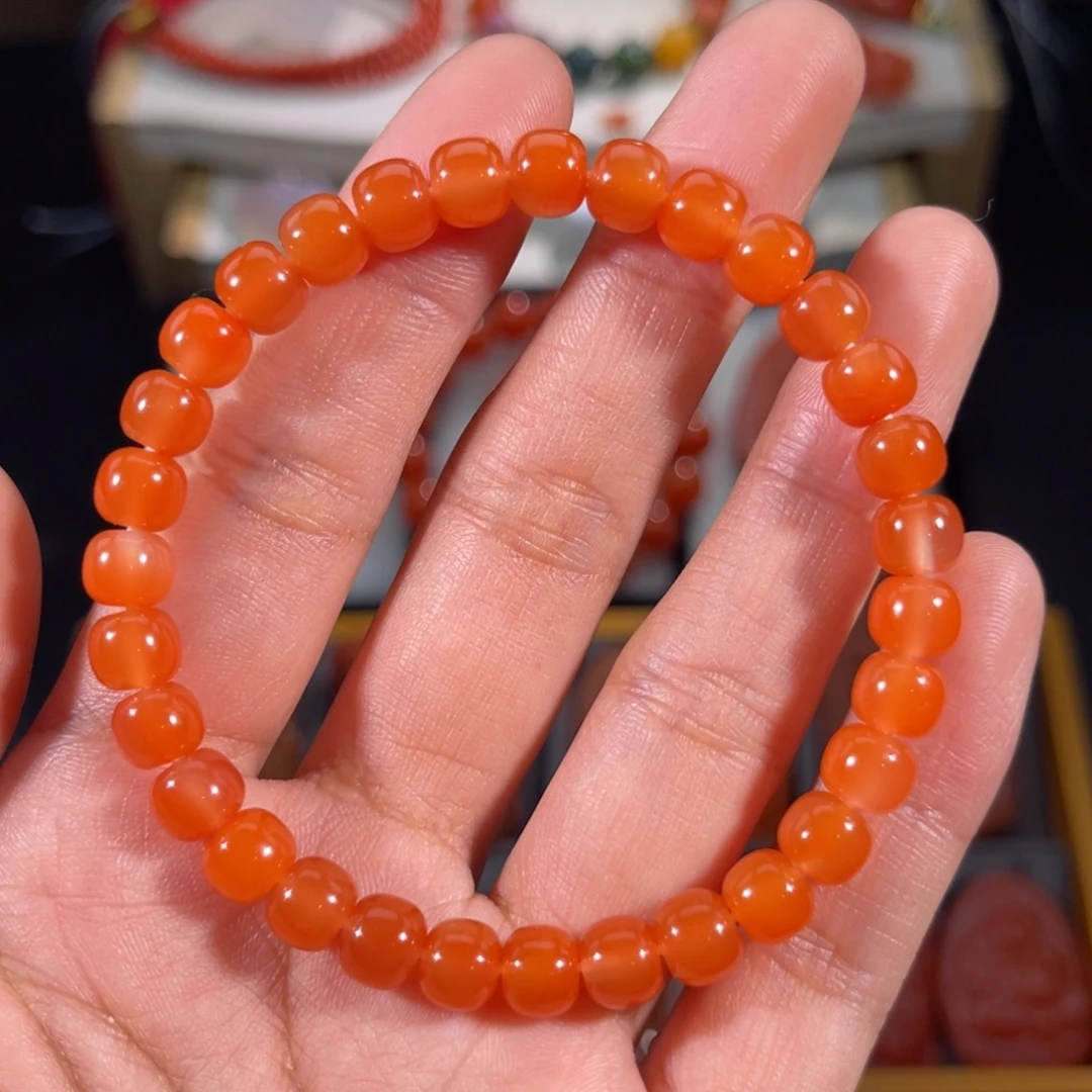 南红玛瑙未镶嵌老形手串6.9左右