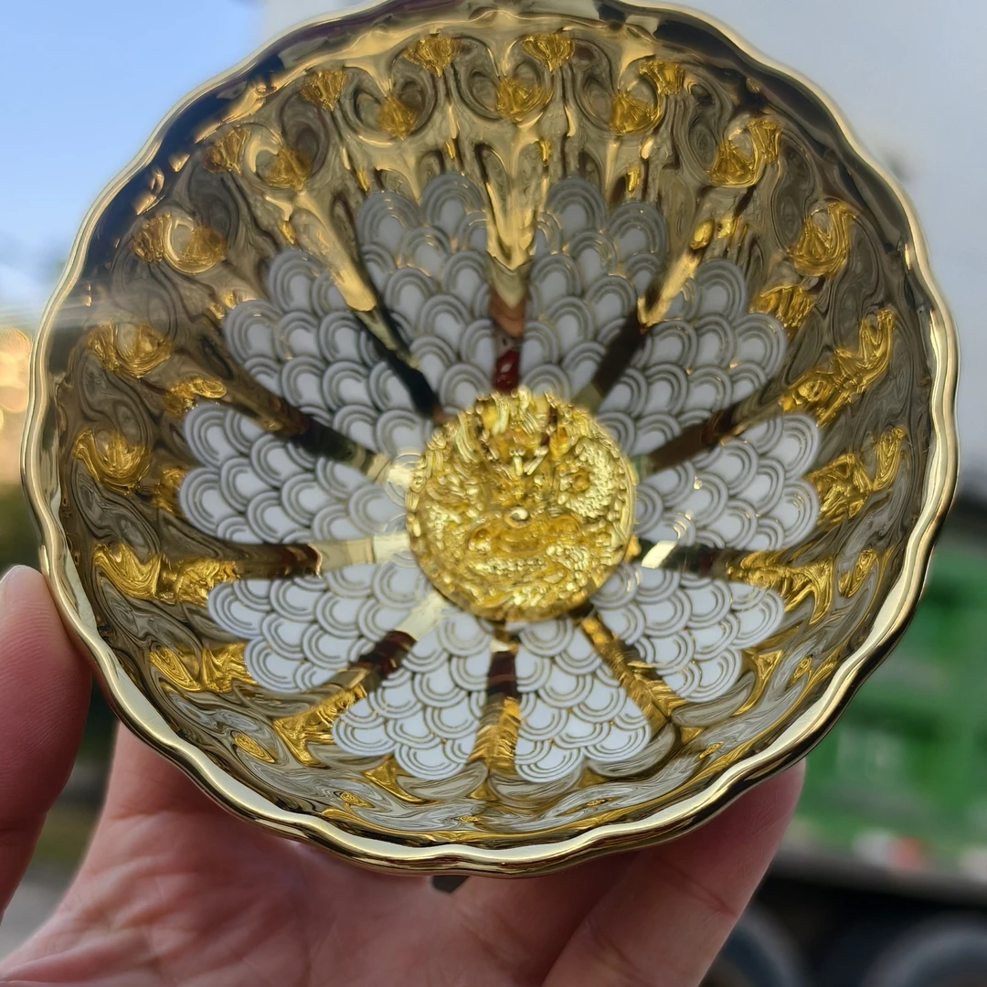 【金玉满堂夜光龙王杯】喝茶喝水品茗杯陶瓷杯主人杯生肖龙