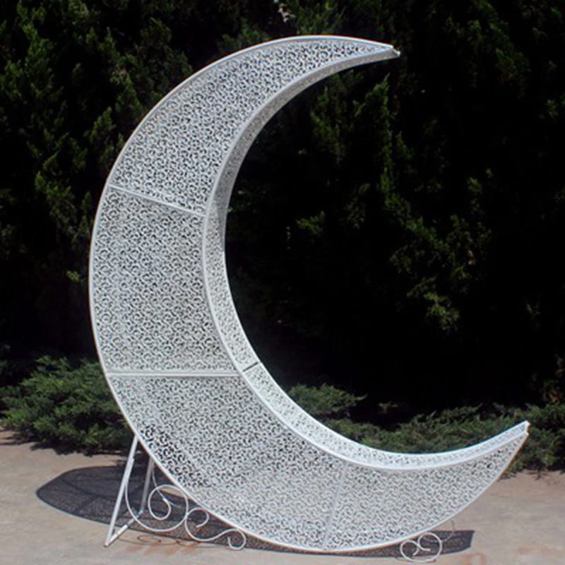 新款婚庆布置装饰铁艺发光月亮背景屏风婚礼现场舞台摆件迎宾道具