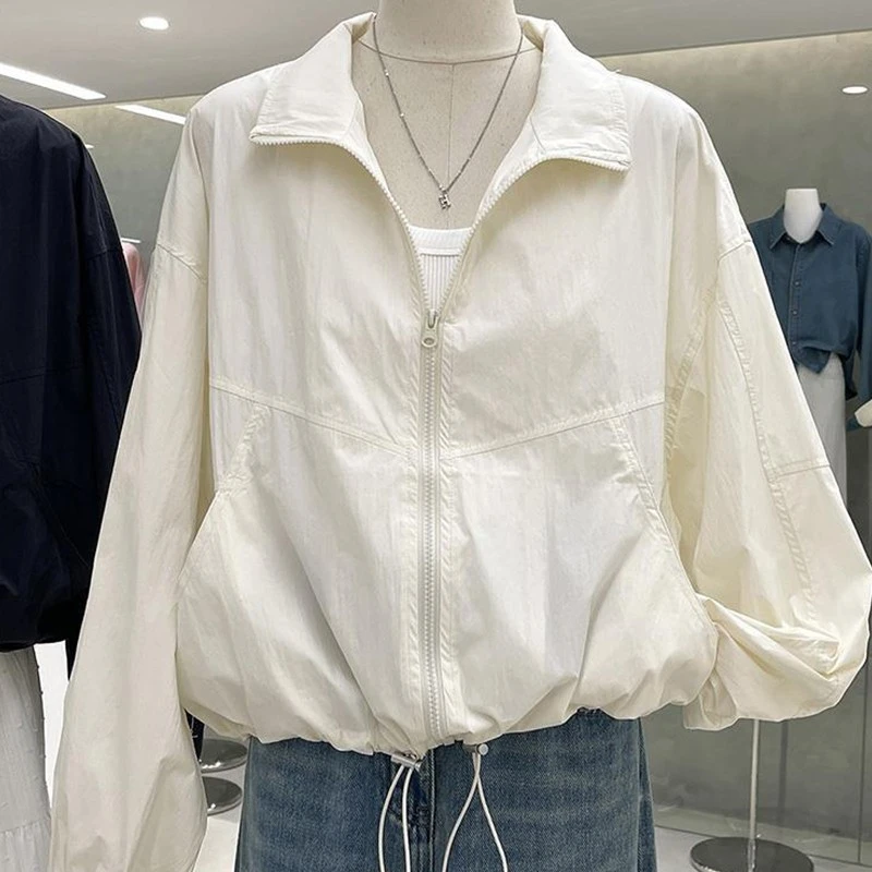 轻薄透气服外套女夏季新款户外休闲高领衣长袖冲锋衣