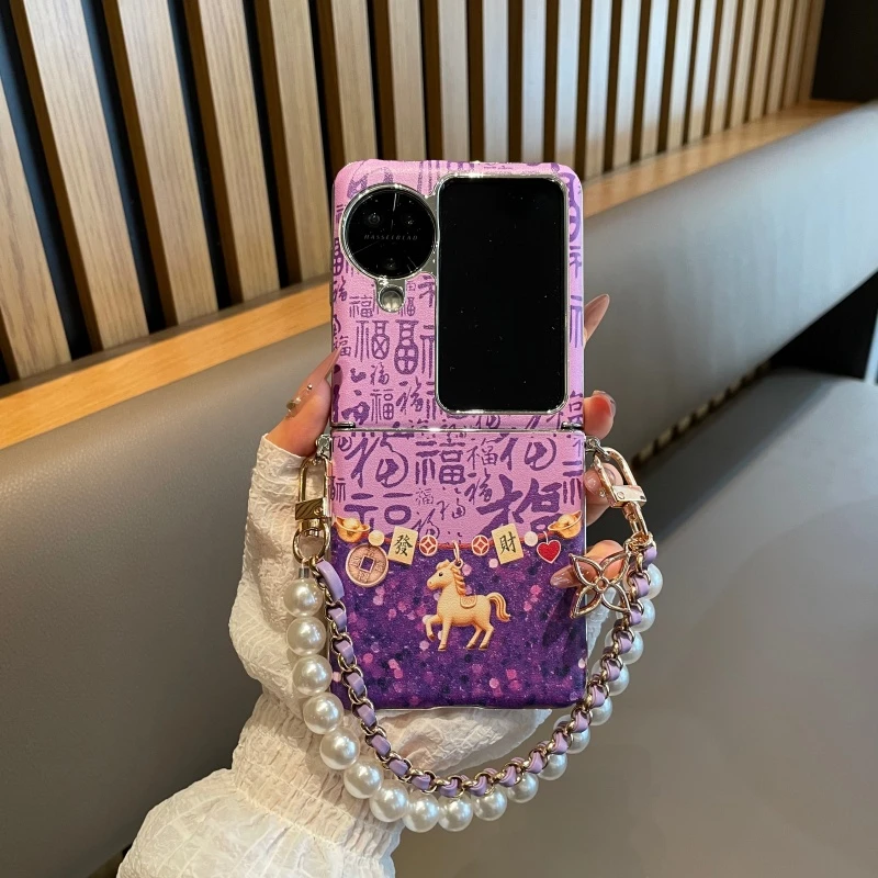 适用oppofindn3flip手机壳电镀连体马上發皮套pocket2保护外壳潮