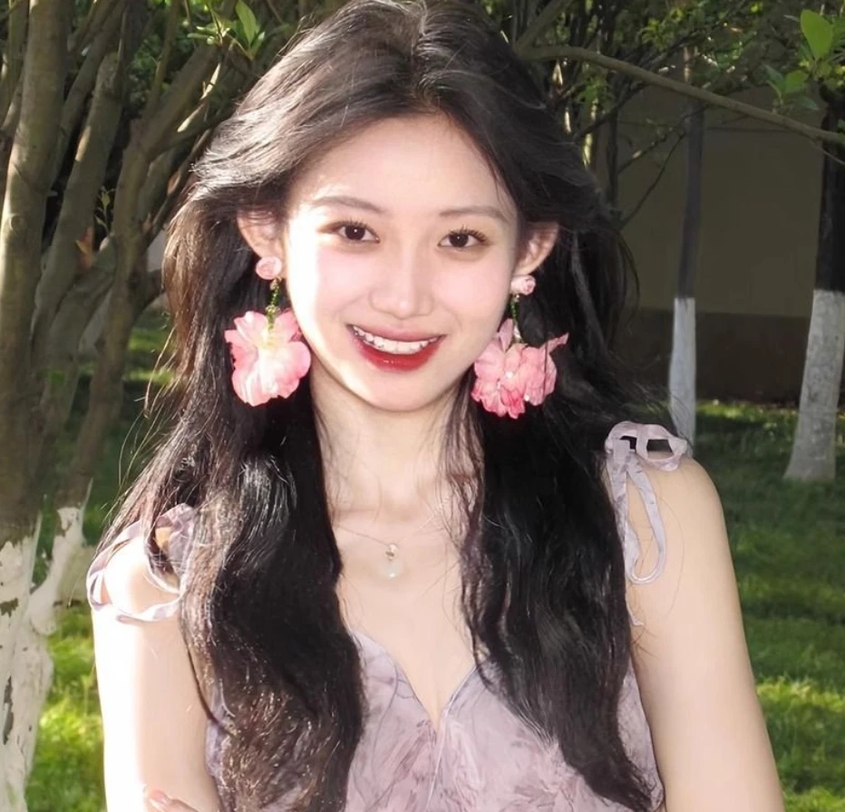 合金亚克力耳饰 燃烧的玫瑰 夸张酒红色流苏耳环复古设计感耳坠