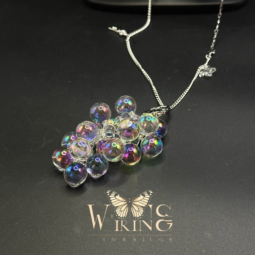 铜项链 王大嘴原创 “气泡葡萄”夏日炫彩泡泡葡萄长项链A476