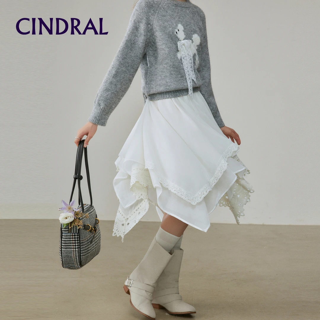 【熙地】高智感穿搭极简风半身裙打底拼接荷叶边A字裙 C85DH0662W