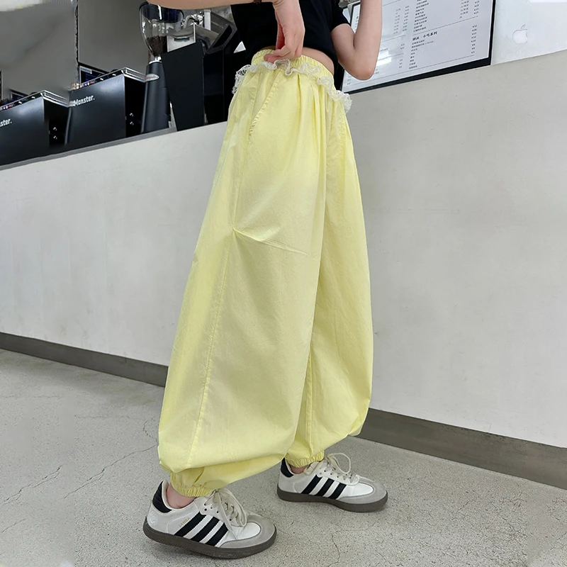 女童夏季休闲裤2025新款洋气时尚蕾丝束脚裤6-12岁中大童夏款裤子
