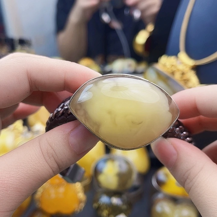 裸石琥珀银S925镶嵌