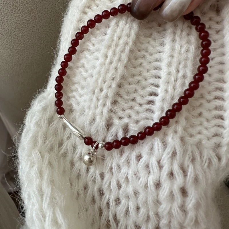 Ben.S本饰 S925纯银韩版小众设计感红玛瑙小鱼手链年年有余A404