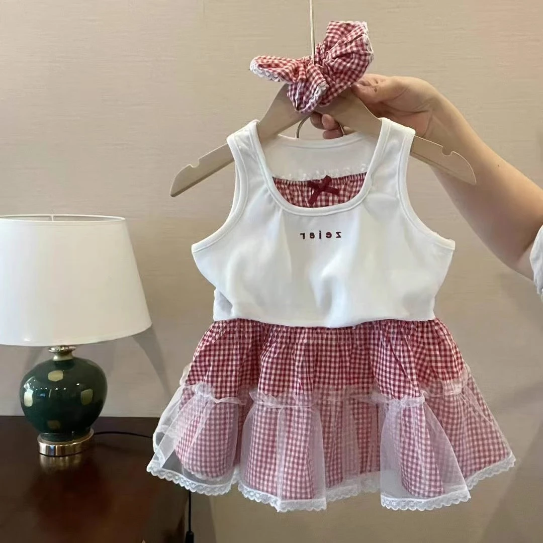 【送发带】田园风千金风常规女夏季格子套装裙子韩版百搭甜美连衣裙