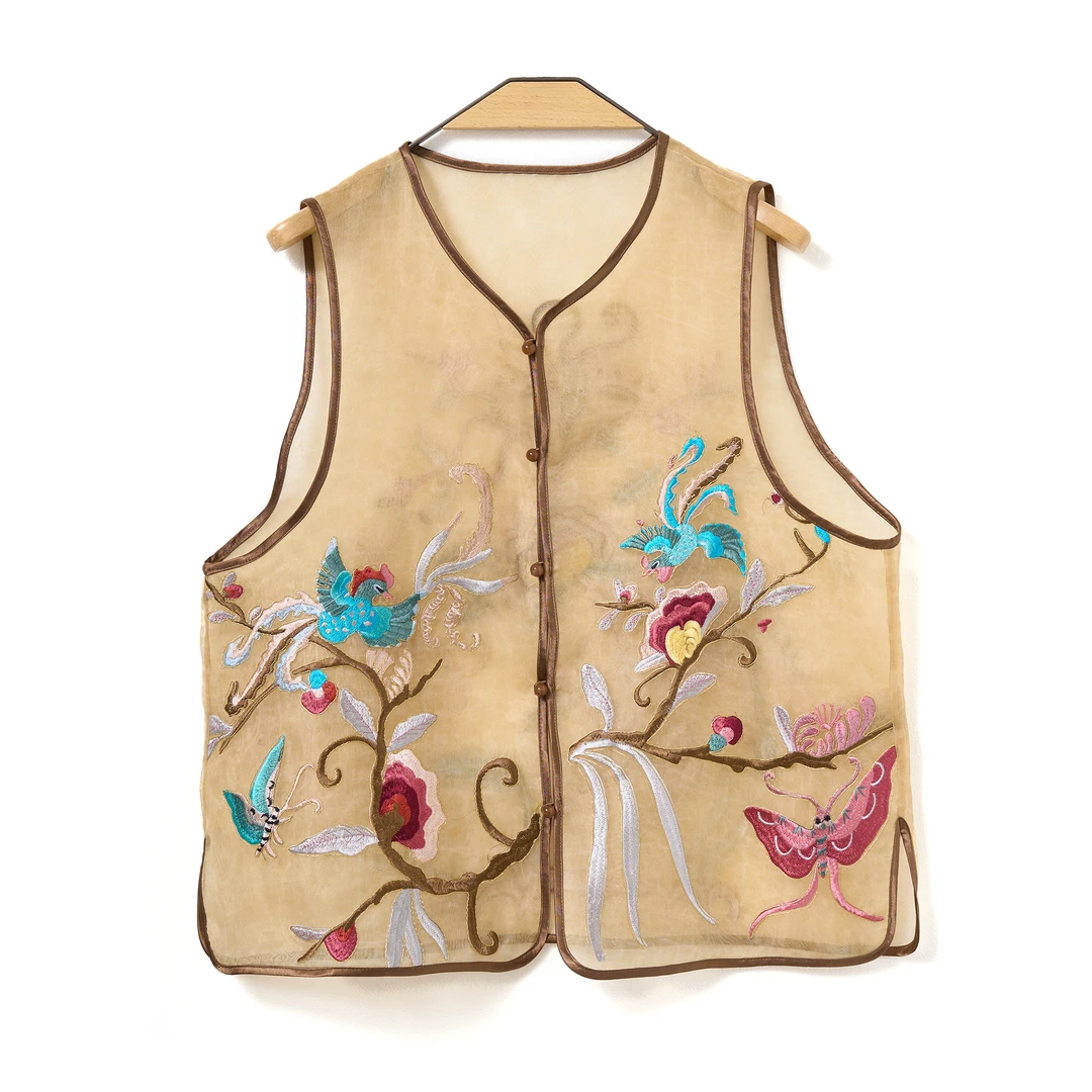 『绮翎Elegany 』蝴蝶恋夏季新款新中式刺绣绣花桑蚕丝马夹