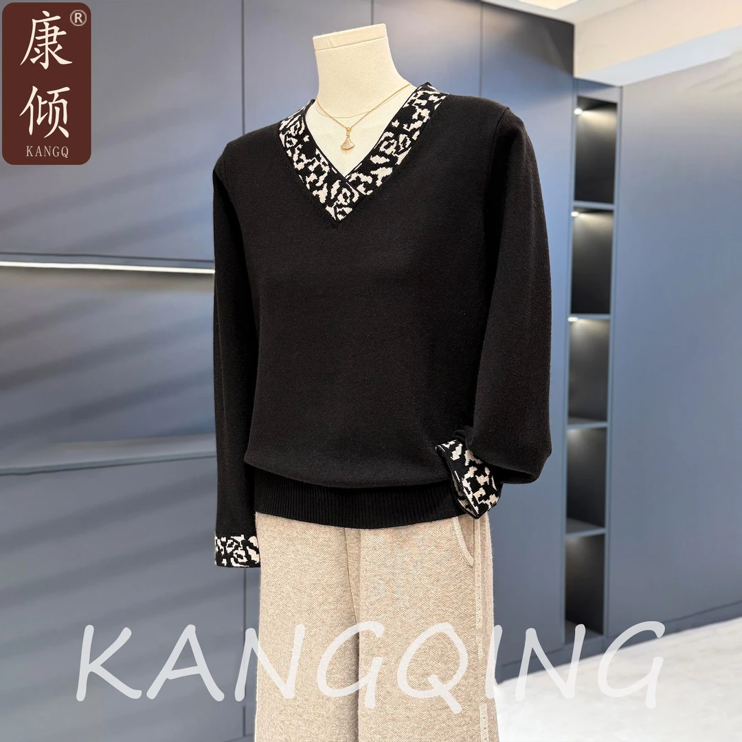 时尚气质妈妈装针织衫女套头秋冬新款上衣洋气百搭中老年毛衣打底