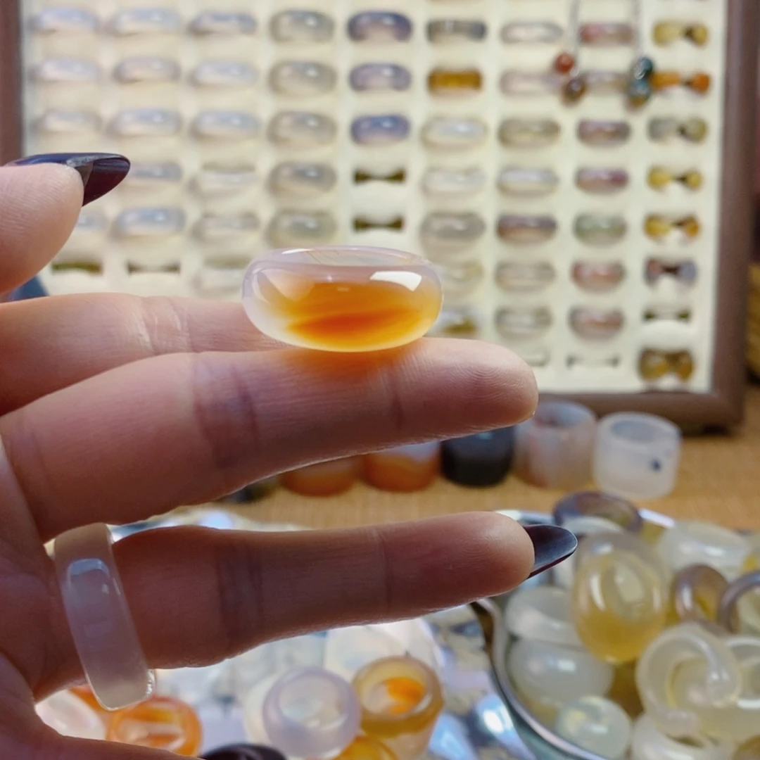 玛瑙/玉髓戒指未镶嵌水*月