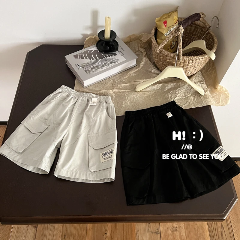 现货【百分百棉】郝叔童品夏季新款2025时髦男童棉布五分裤潮HZ5213