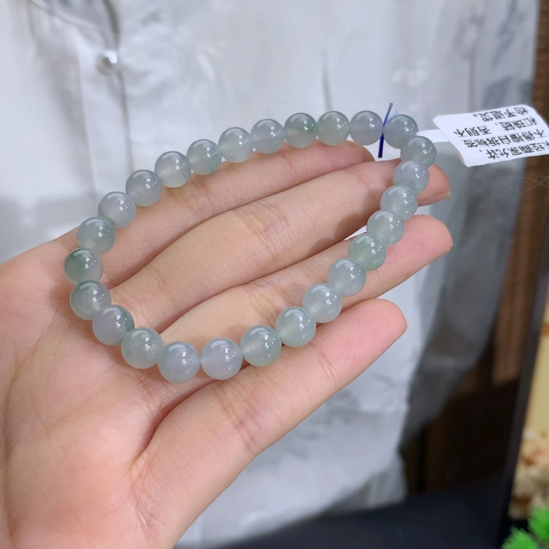 未镶嵌手串翡翠卡7.0冰胶飘绿花