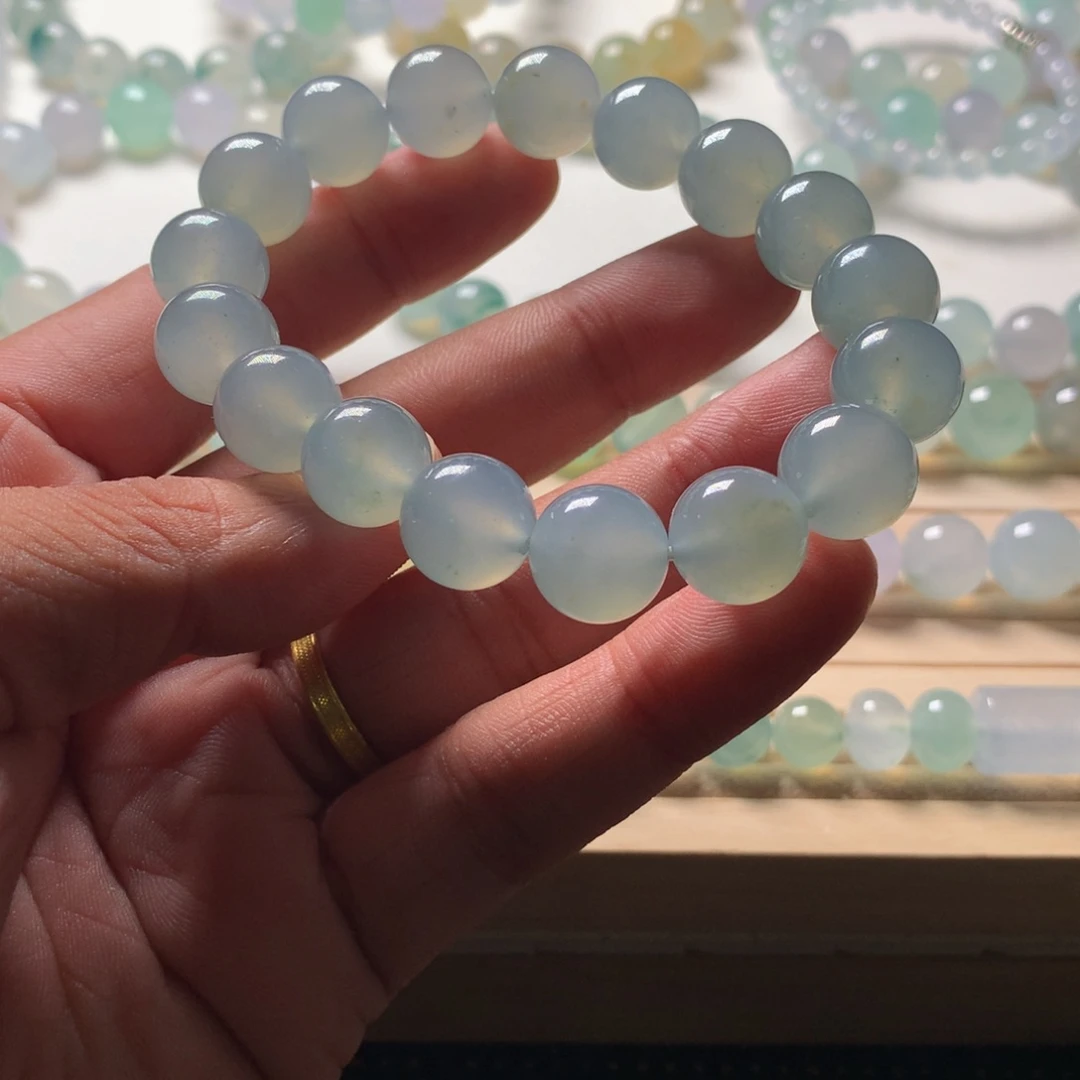 风***杨翡翠未镶嵌手链天然翡翠卡12.5手串