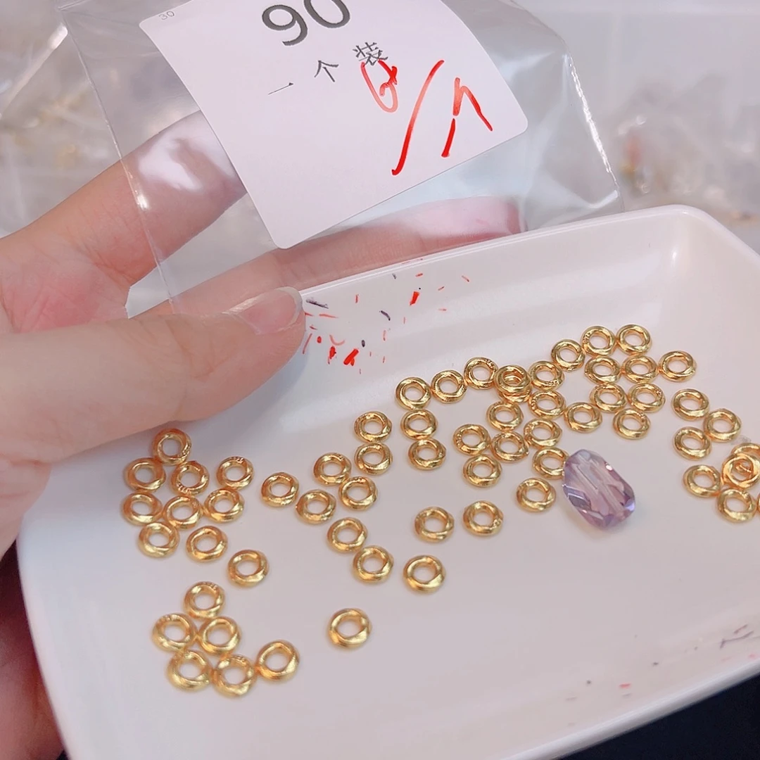 水晶珠宝半成品银S925镀金镶嵌90 。