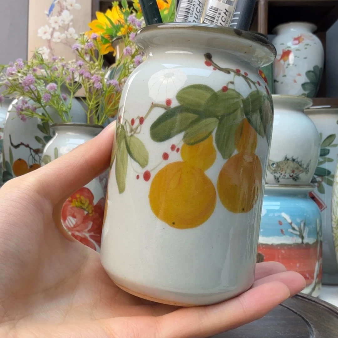瓶景德镇纯手绘花瓶摆件无孔