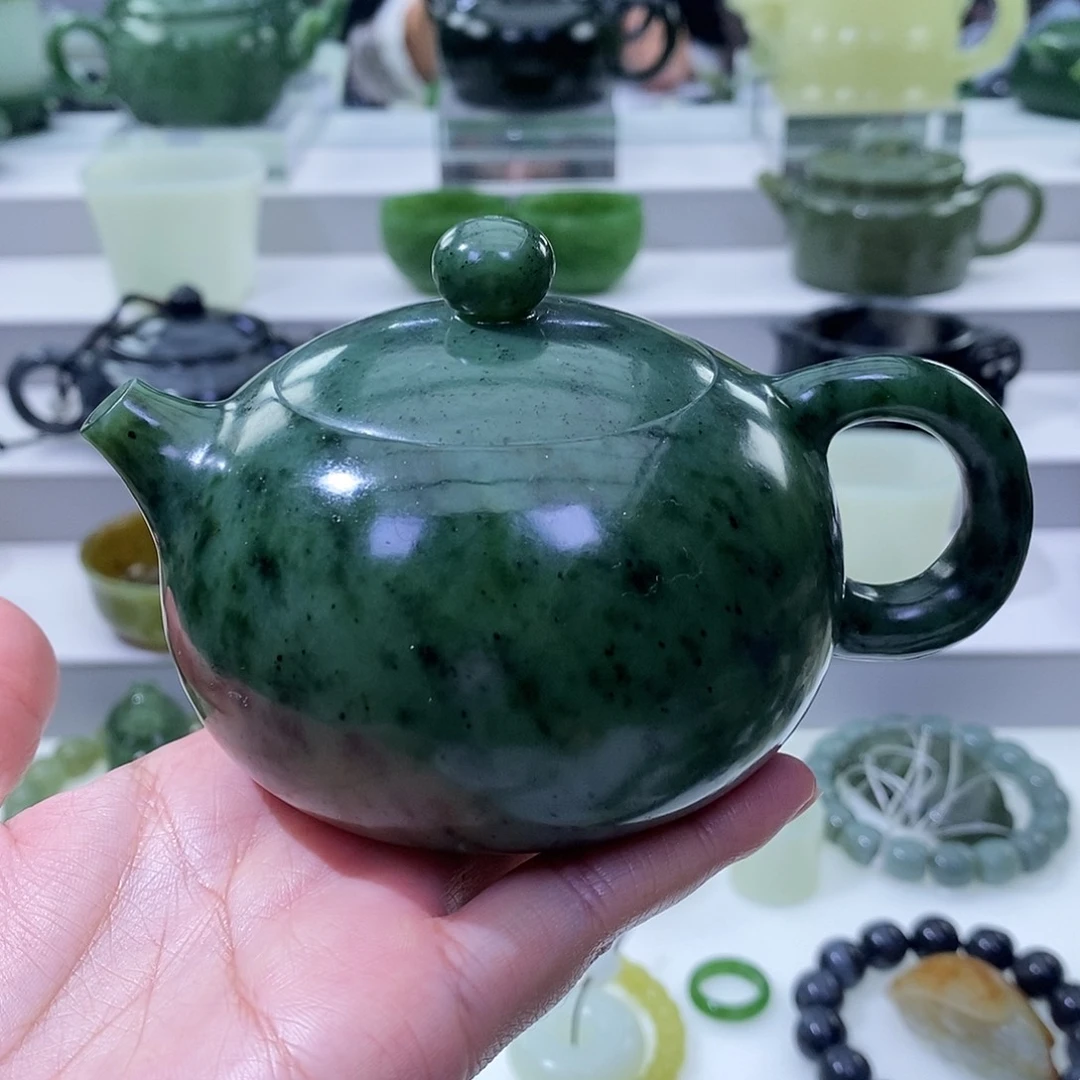 和田玉未镶嵌挂件茶壶