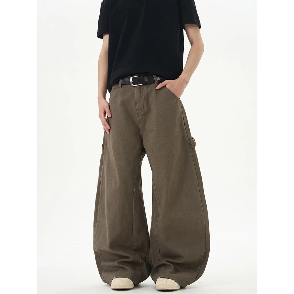 美式复古弯刀牛仔裤女秋季新款小众设计休闲宽松直筒阔腿长裤子潮