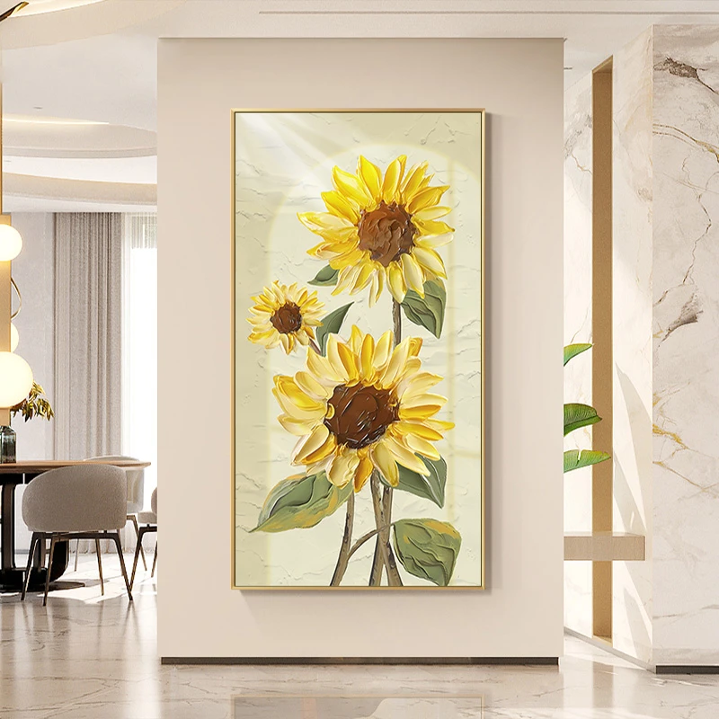 治愈系向日葵玄关装饰画北欧风走廊过道挂画向日葵172