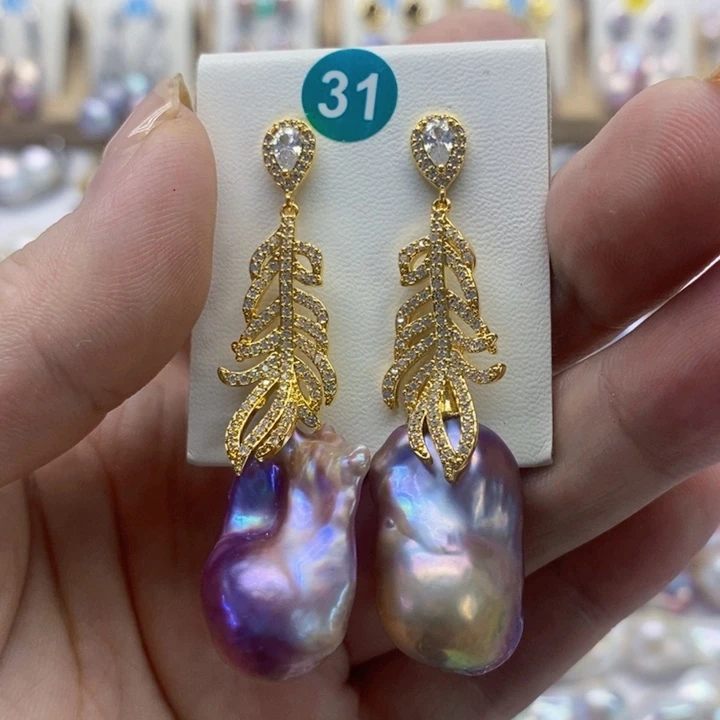 银S925镶嵌耳饰淡水珍珠