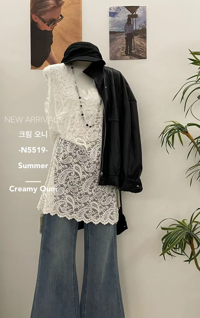 米满满-奶油欧尼( 5519#)简约蕾丝拼接无袖背心