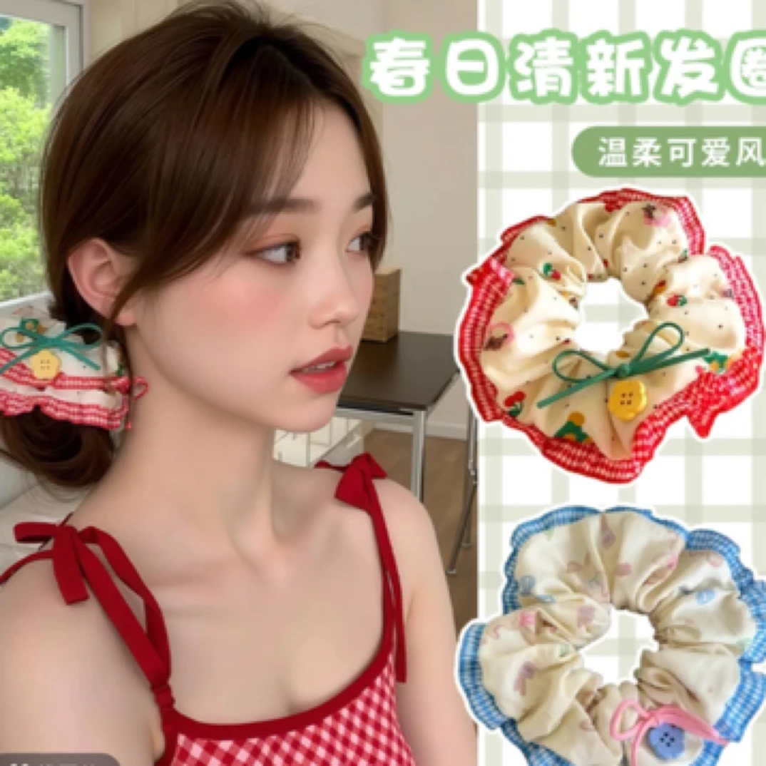 JL-4217【满9.9飞】韩版可爱花边肠圈发绳